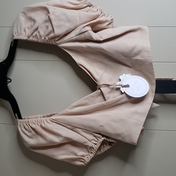 Gianni Bini x Jess Southern Woven Beau Crop Top Khaki Large - Picture 6 of 7